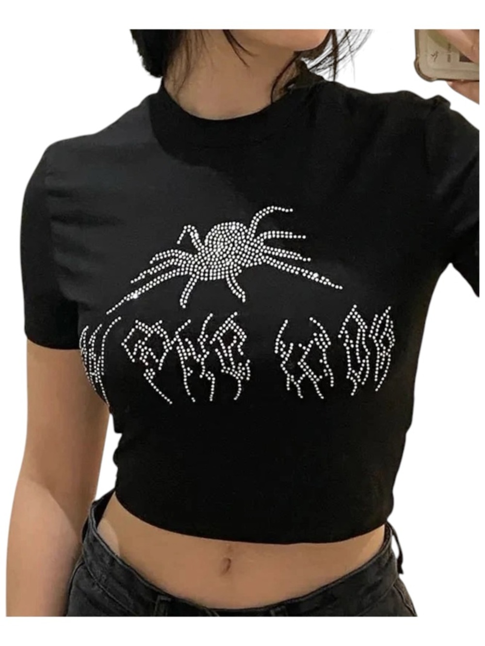 Rhinestone Spider Alt Y2k Summer Top